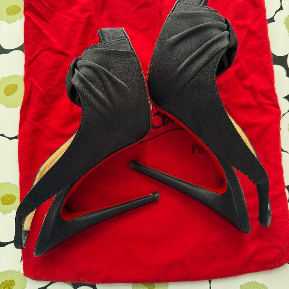 Christian Louboutin Sling Nodo 120 mm Crepe Satin Heels - Black EU 37 - Picture 5 of 12